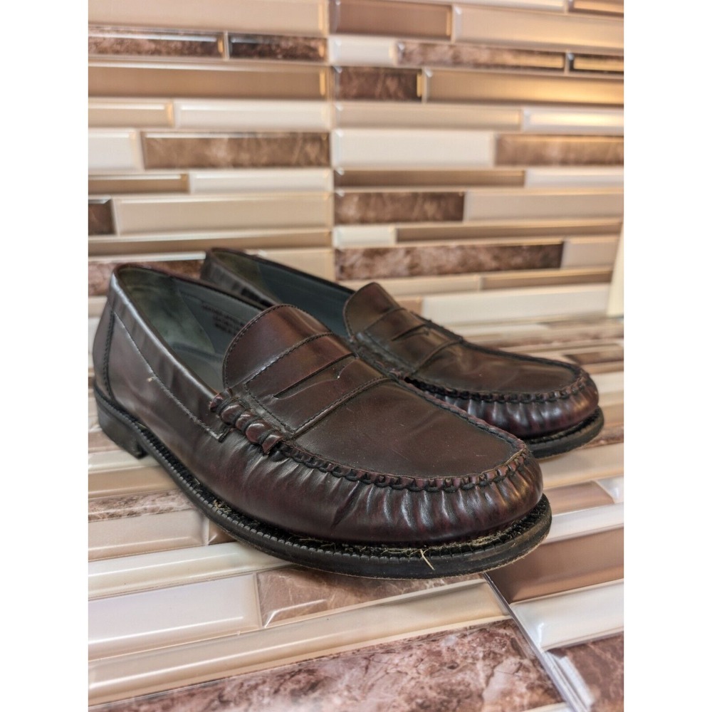 Florsheim Berkley Penny Loafers Mens 10D Mock Toe Brown Slide On Leather